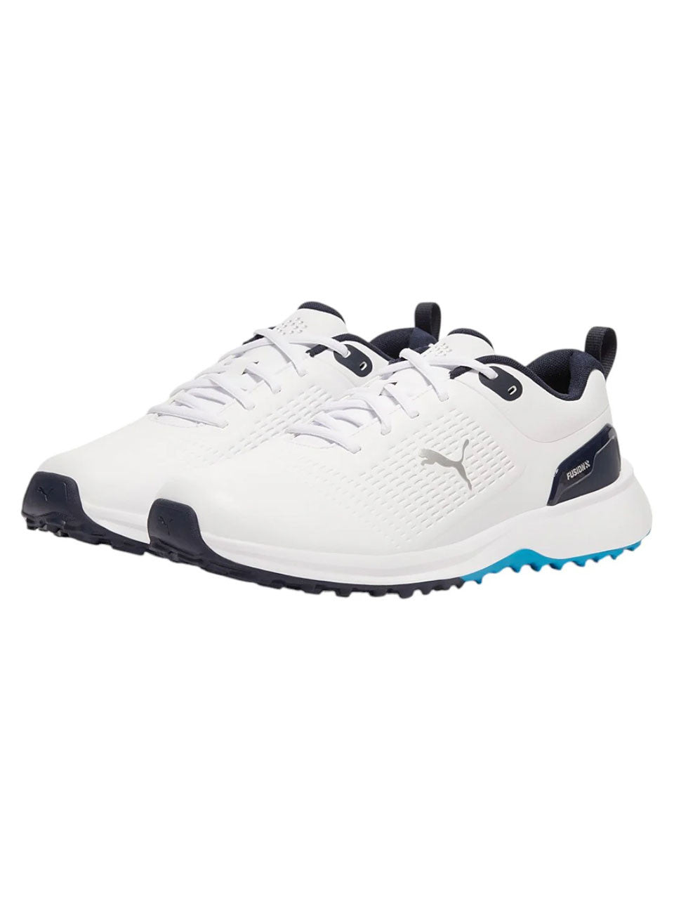 Puma FUSION Plus Spikeless Golf Shoes - Puma White/Speed Blue/Deep Navy
