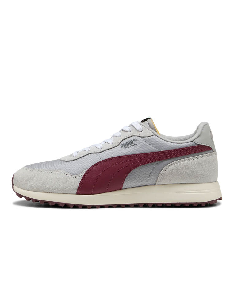 Puma Helsinki G Spikeless Golf Shoes - Ash Grey/Ruby Shimmer/Frosted Ivory