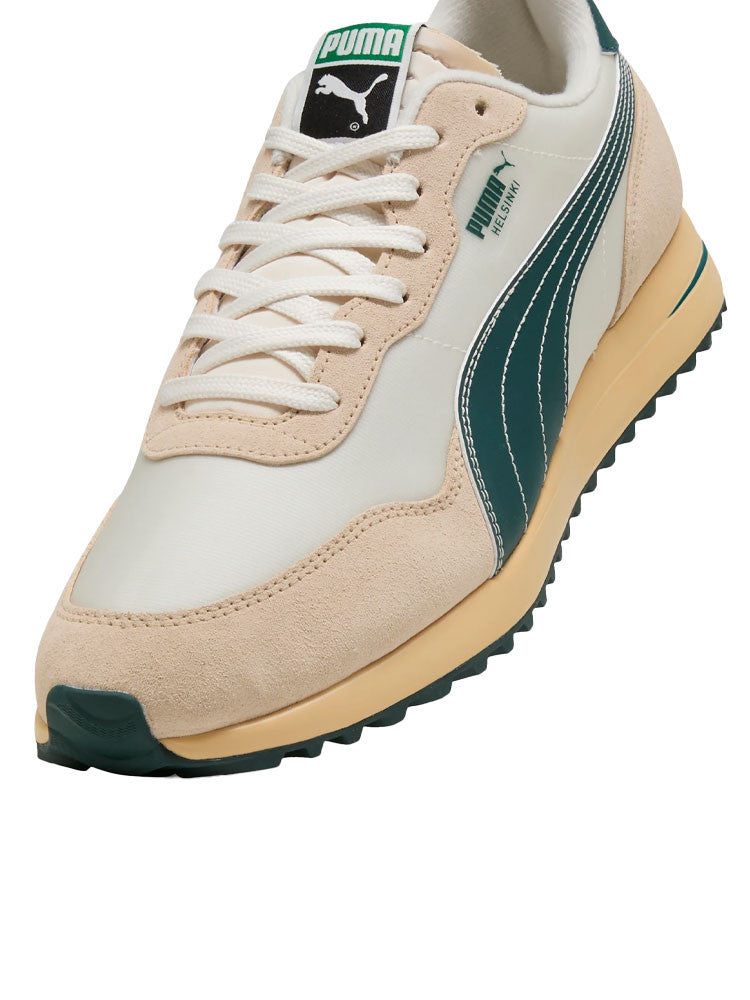 Puma Helsinki G Spikeless Golf Shoes - Frosted Ivory/Green Terrain/Light Straw
