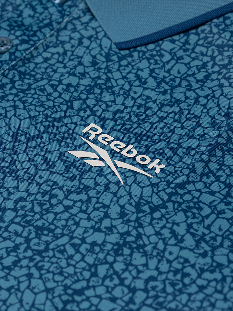 Reebok Crackle Print Polo Shirt - Wrapped Blue