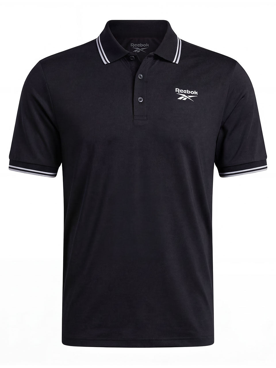 Reebok Solid Performance Polo Shirt - Black/White/Grey 3