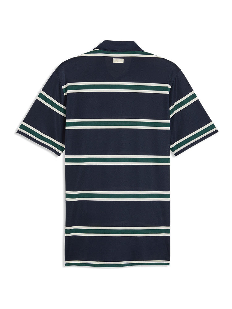 Puma x Arnold Palmer Pique Stripe Polo - Deep Navy/Forest Green