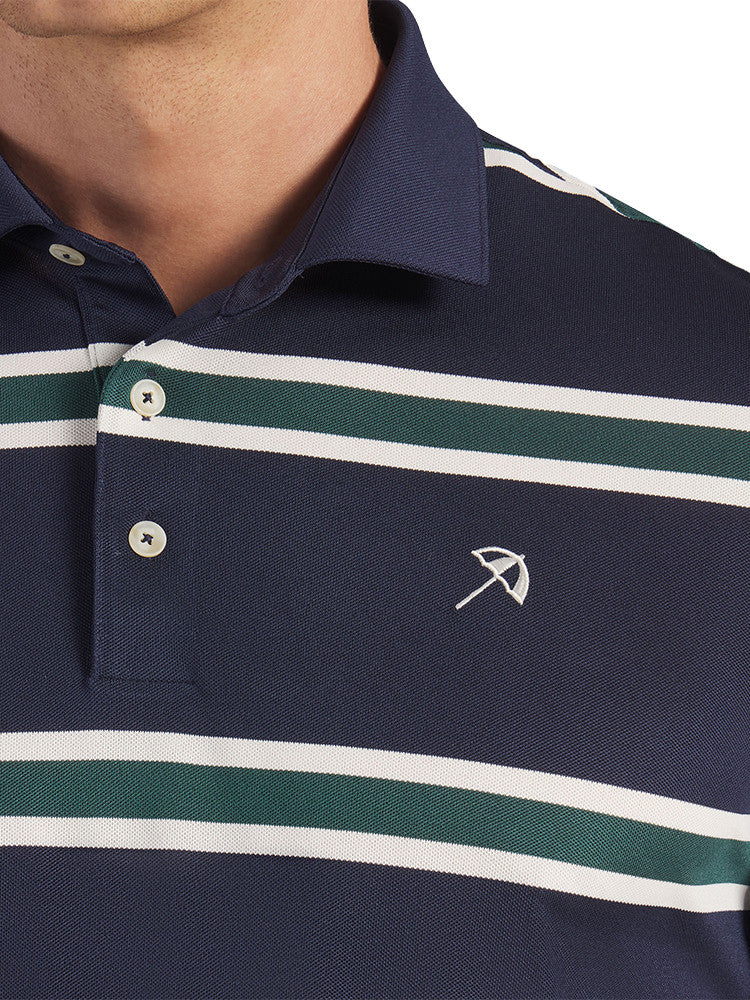 Puma x Arnold Palmer Pique Stripe Polo - Deep Navy/Forest Green