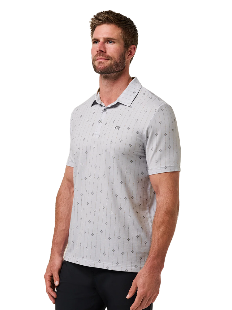 TravisMathew Featherweight Deco Polo - Heather Light Grey