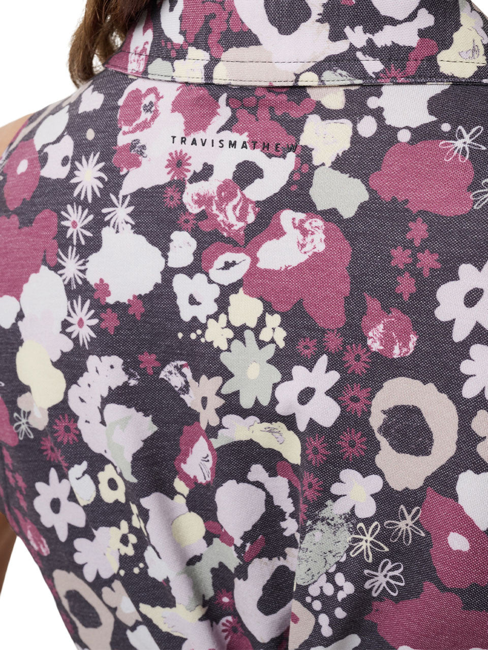 TravisMathew Women's Featherweight Printed SL Polo - Greystone Floral Multi