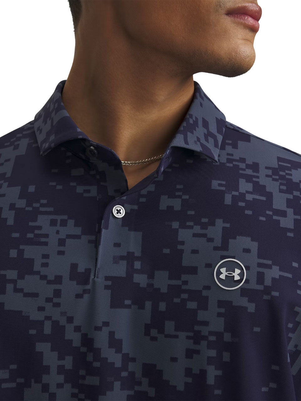 Under Armour Drive Chill Printed Polo - Midnight Navy/Halo Grey