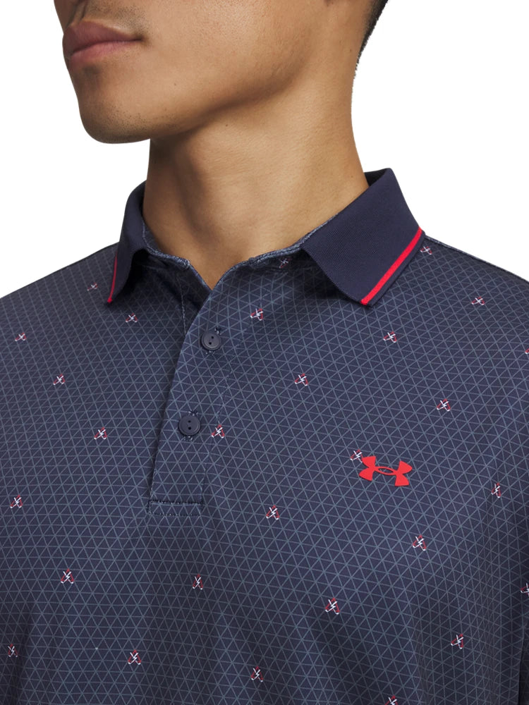 Under Armour Drive Hazard Polo - Midnight Navy/Washed Navy/Red