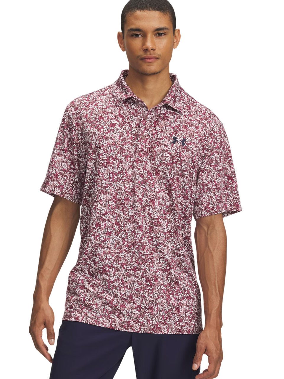 Under Armour Playoff 3.0 Printed Polo - Tourmaline Pink/Dark Maroon/Navy