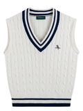 Walker Golf Things Women's Classic Cable Knit Vest - Ecru/Navy