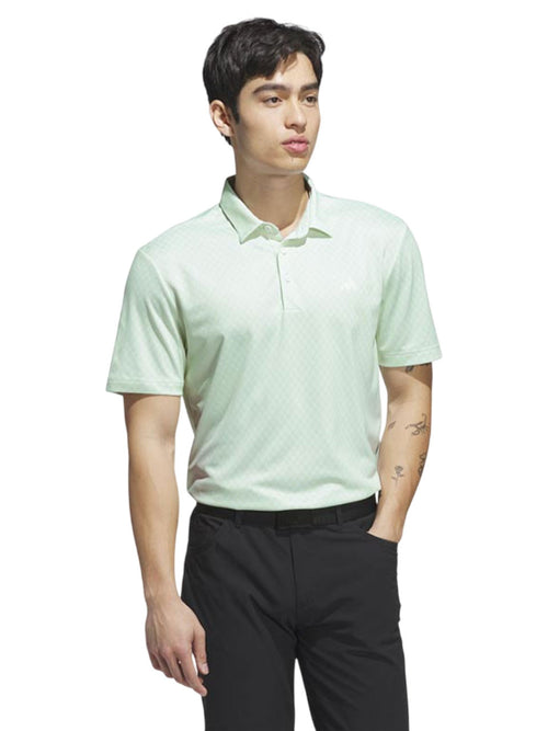 adidas Core Allover Print Polo Shirt - White/Lime Burst