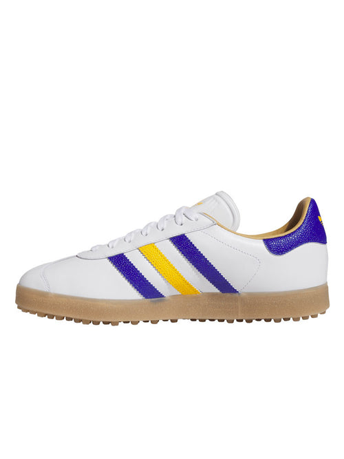 adidas Originals Gazelle Leather Spikeless Golf Shoes - Ftwr White/Blue/Yellow