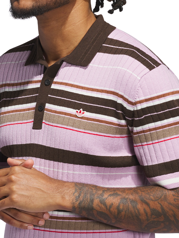 adidas Originals Knit Polo - Bliss Lilac/Dark Brown