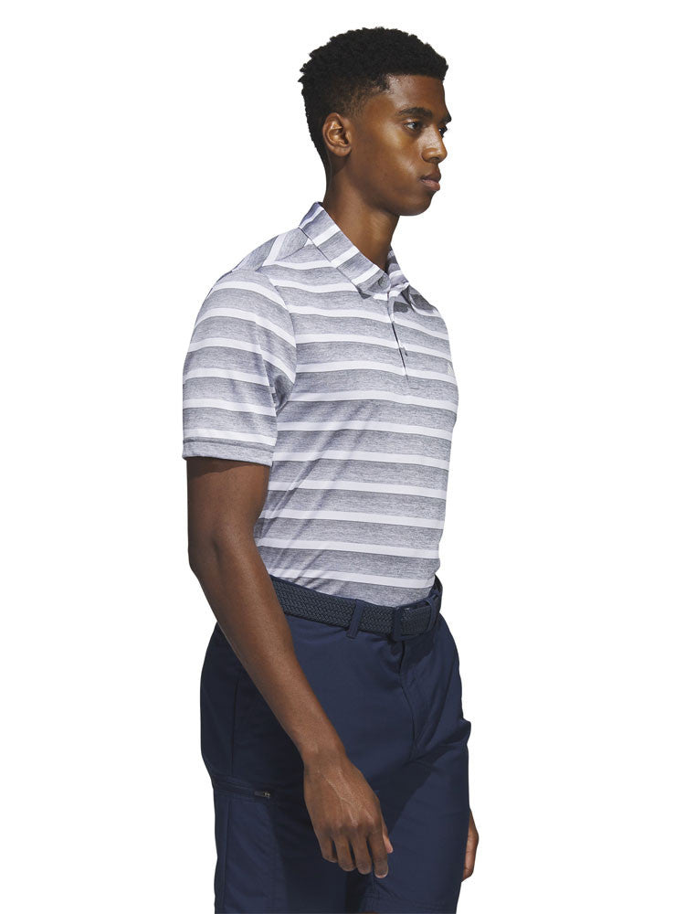 adidas Two-Colour Striped Polo Shirt - Grey Three/White
