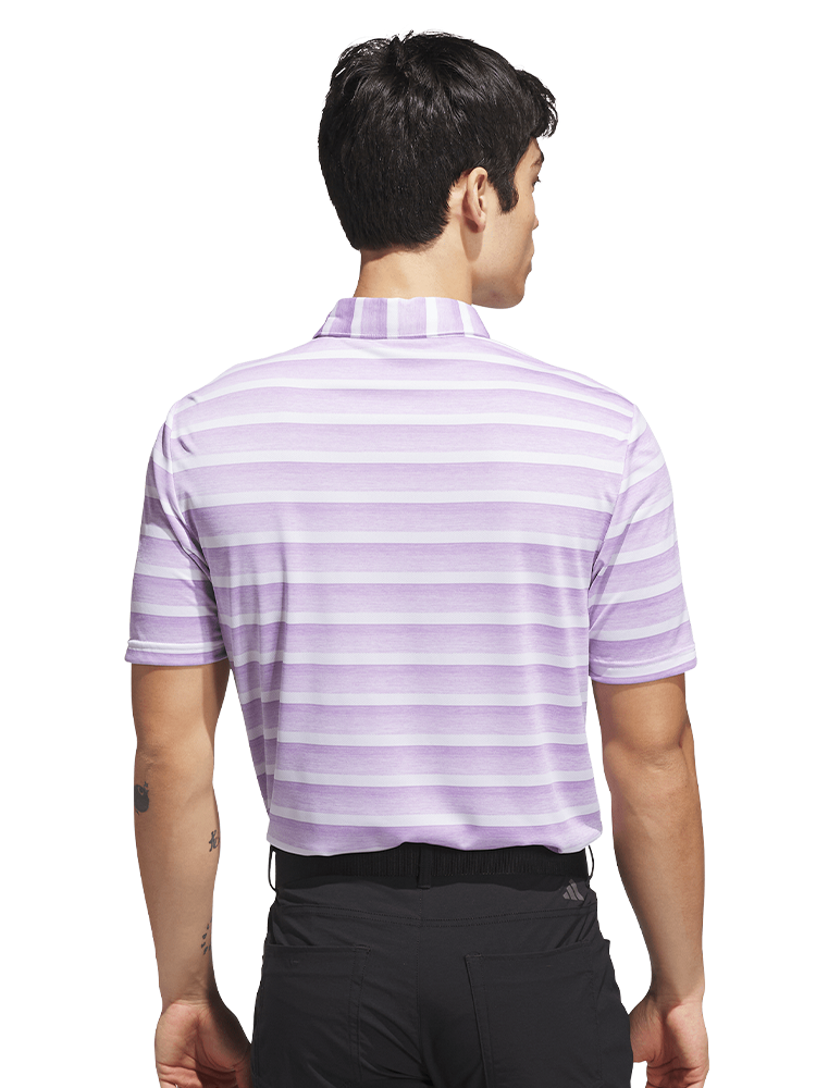 adidas Two-Colour Striped Polo Shirt - Powder Plum/White