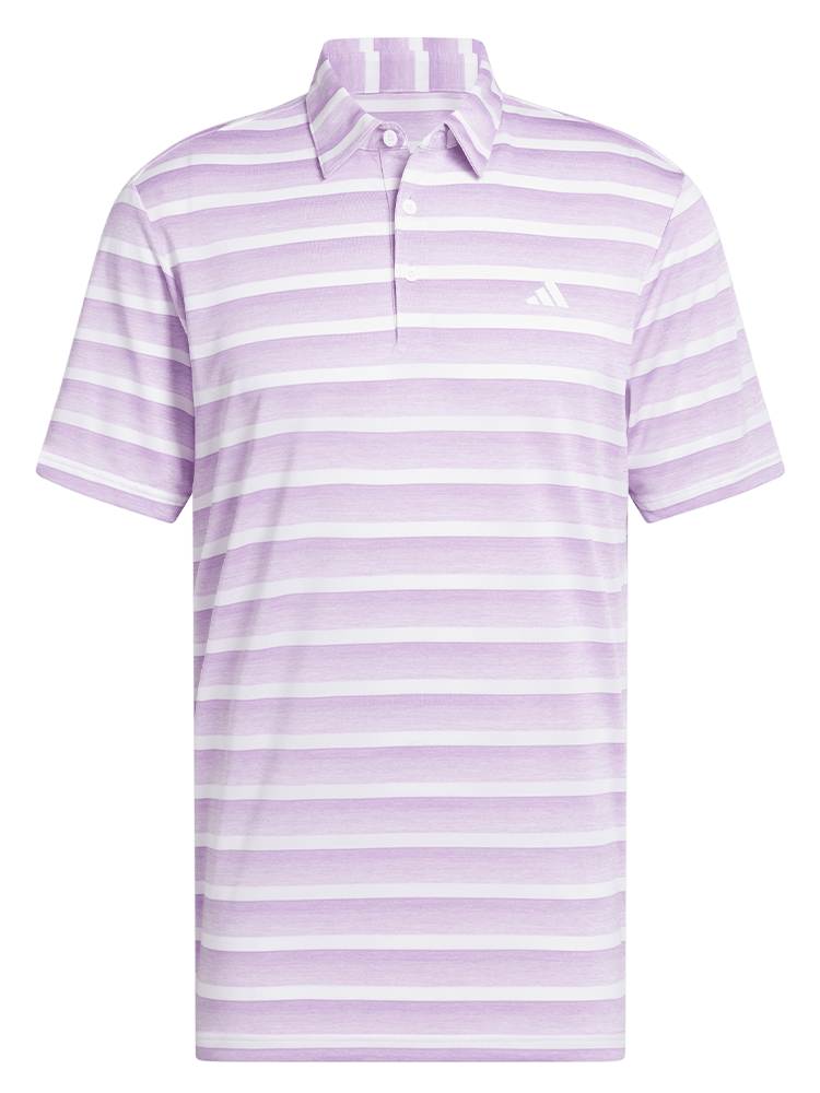 adidas Two-Colour Striped Polo Shirt - Powder Plum/White