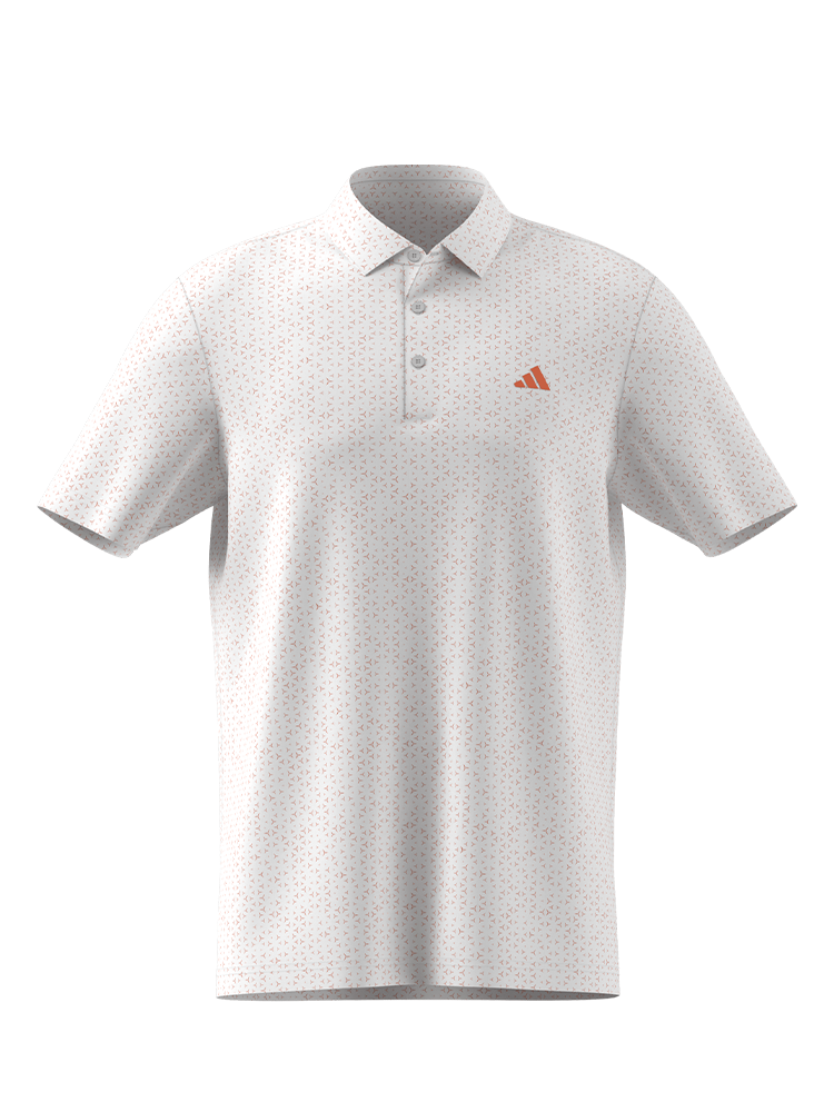 adidas Ultimate365 Mesh Tango Print Climacool Polo Shirt - White/Dusky Orange