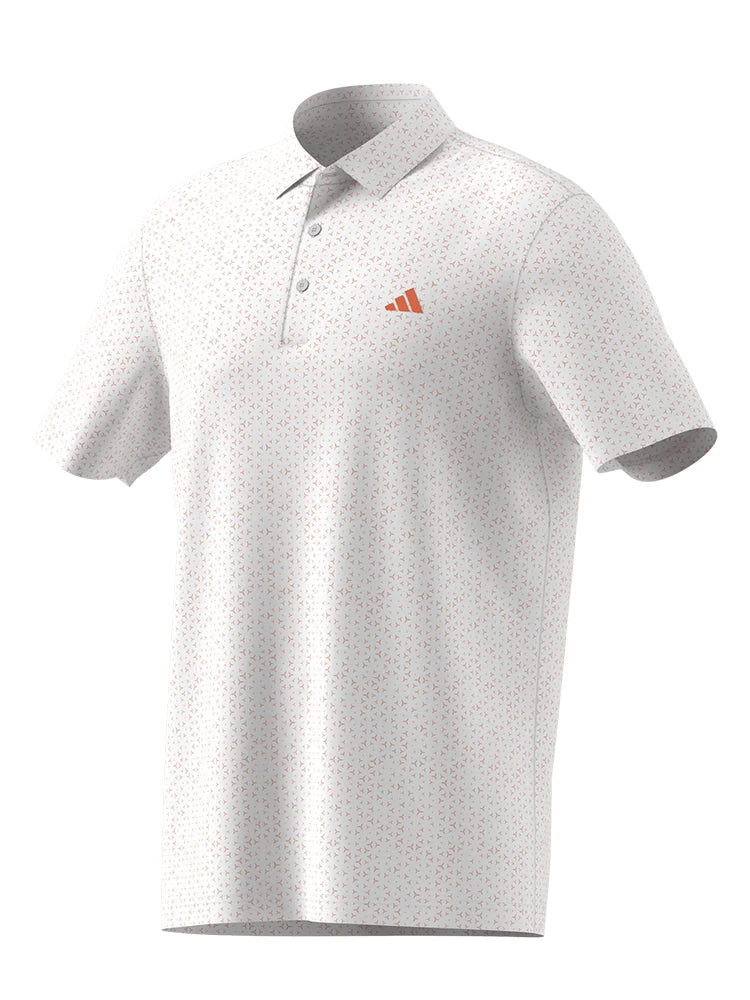 adidas Ultimate365 Mesh Tango Print Climacool Polo Shirt - White/Dusky Orange
