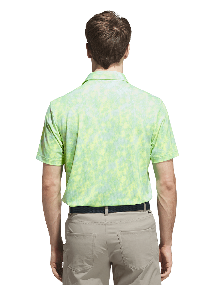 adidas Ultimate365 Textured Print Polo Shirt - White/Lime Burst