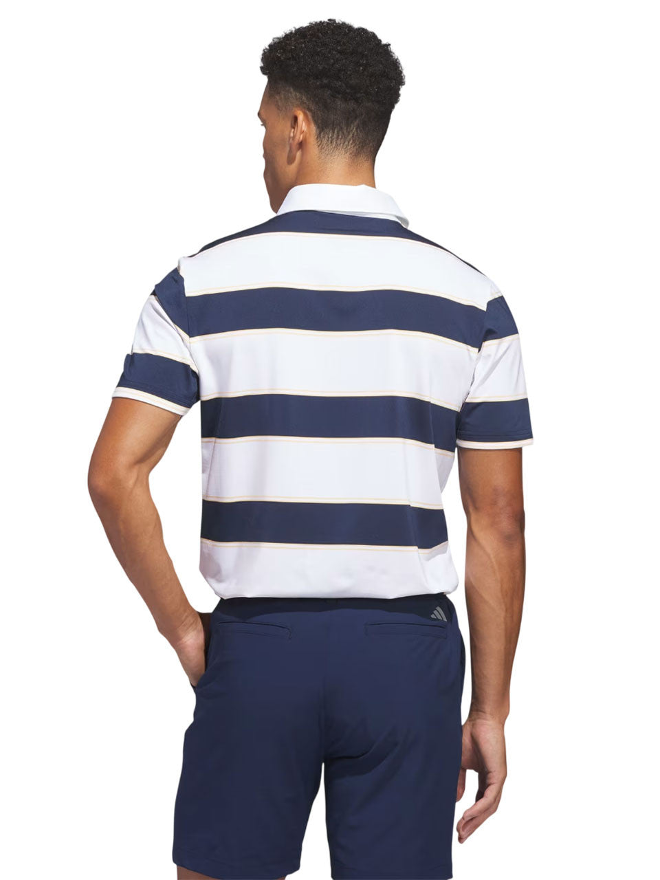 adidas Ultimate365+ Jumbo Stripe Climacool Polo Shirt - White/Collegiate Navy