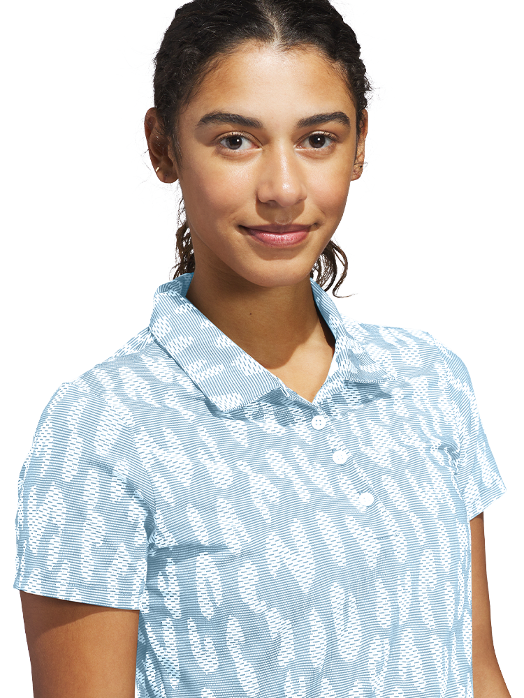 adidas Womens Ultimate365 Jacquard Climacool Polo Shirt - Crystal Sky