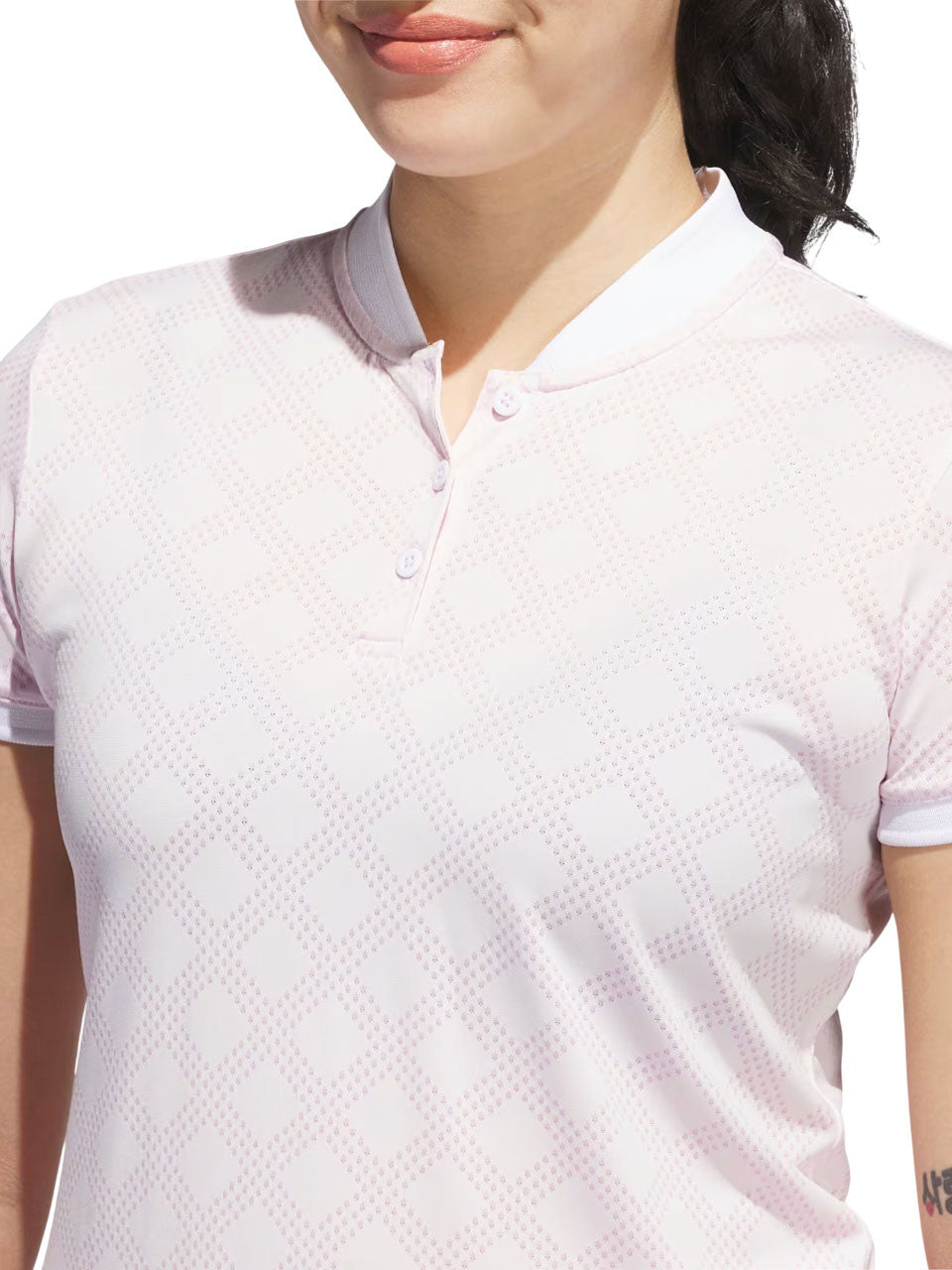 adidas Womens Ultimate365 Jacquard Short Sleeve Polo Shirt - Clear Pink