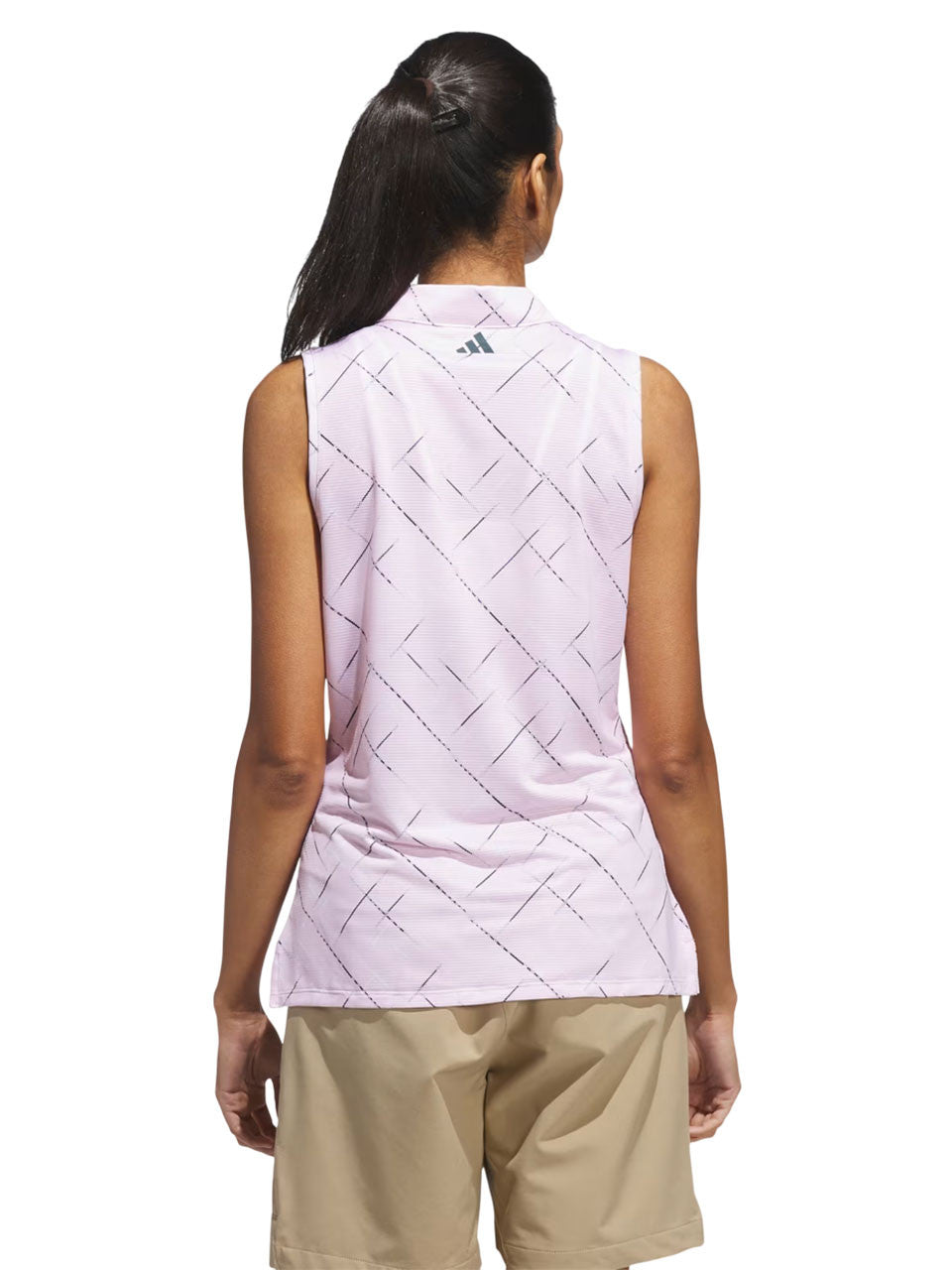 adidas Womens Ultimate365 Printed Sleeveless Polo Shirt - Clear Pink