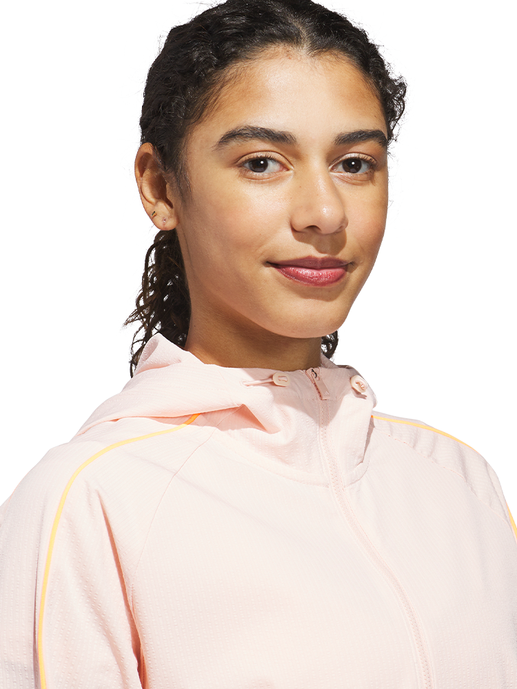 adidas Womens Ultimate365 Seersucker Quarter-Zip Jacket - Blush Pink