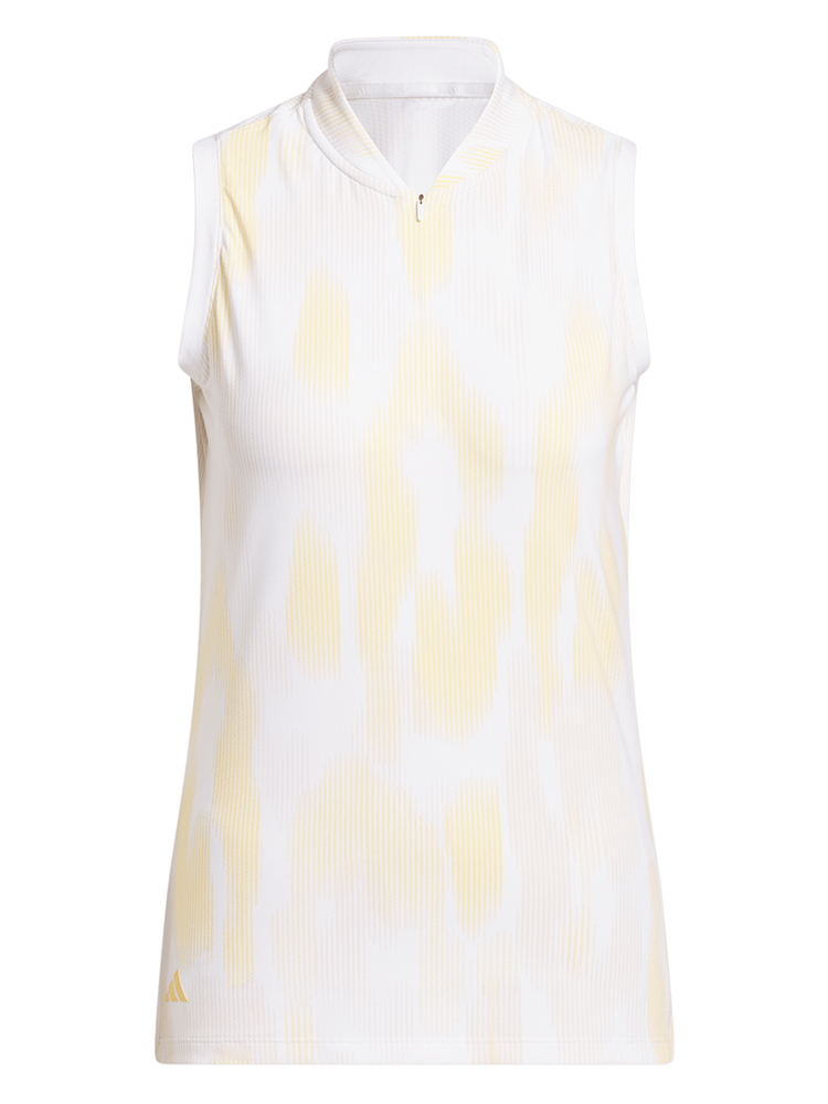 adidas Womens Ultimate365 Tour Printed Sleeveless Polo - Semi Ice Tangerine