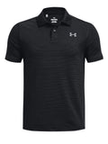 Under Armour JR Boys Matchplay Stripe Polo - Black/Pitch Grey