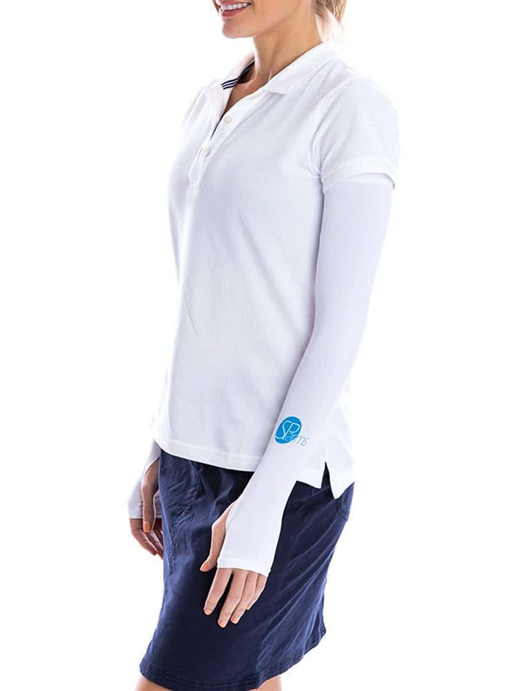 SParms Sun Protection Arm Sleeves With Thumbhole - White